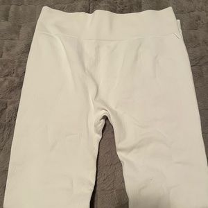 Missguided Recycled White Seamless Rib Gym Leggings.